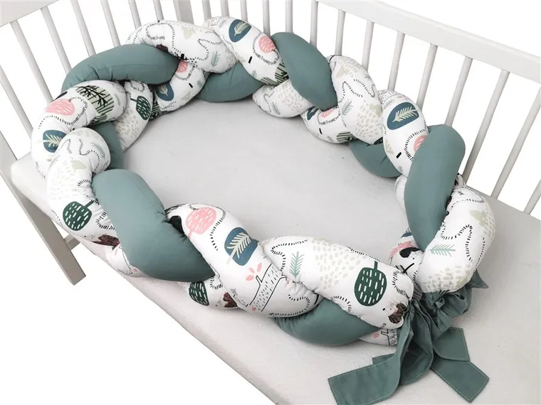 MimiNu, Jeżyk, ochraniacz do łóżeczka, warkocz, mięta, 240-250 cm