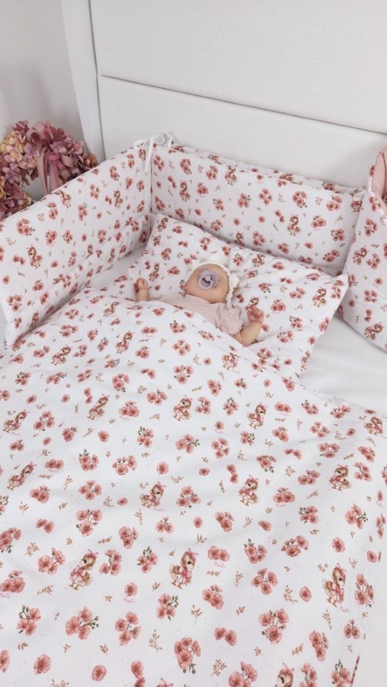 MimiNu, Kaczuszki, 3-częściowy komplet pościeli, pudrowy róż, 135-100 cm