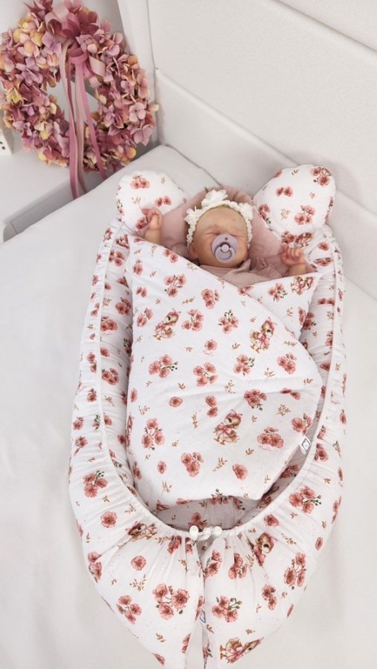 MimiNu, Kaczuszki, kokon, gniazdo niemowlęce, pudrowy róż, 55-75 cm