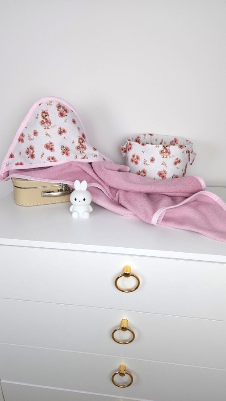 MimiNu, Kaczuszki, koszyk na zabawki z uszami, pudrowy róż