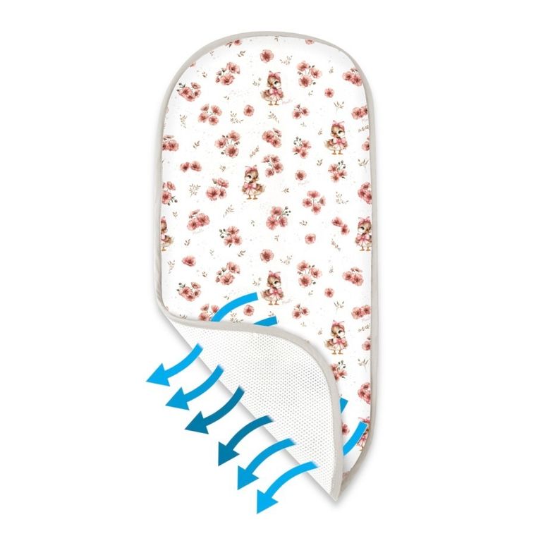 MimiNu, Kaczuszki, materac do gondoli z siateczki 3D, pudrowy róż