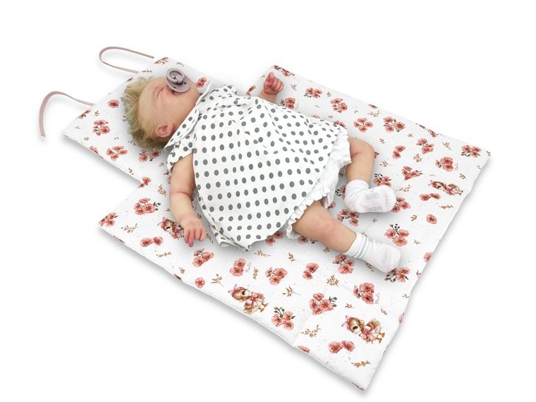 MimiNu, Kaczuszki, przewijak mobilny, bawełna, pudrowy róż, 70-50 cm