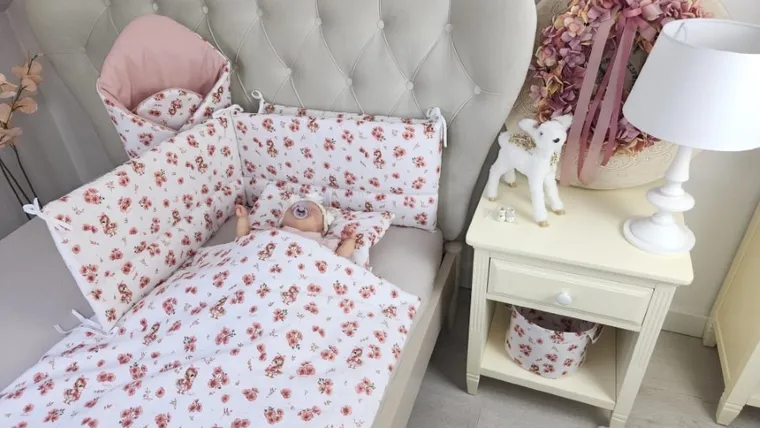 MimiNu, Kaczuszki, rożek niemowlęcy, pudrowy róż, 75-75 cm