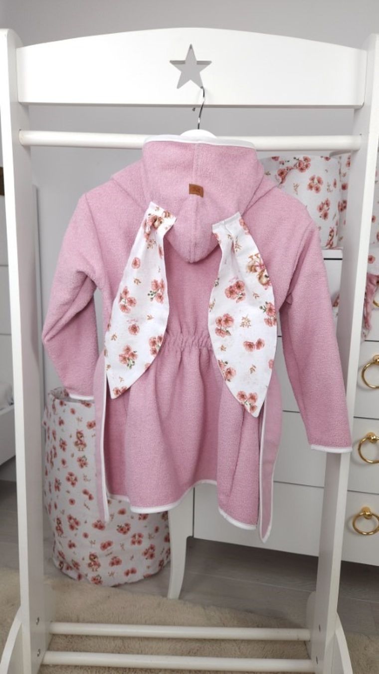 MimiNu, Kaczuszki, szlafrok termofrotte, pudrowy róż, rozmiar 86