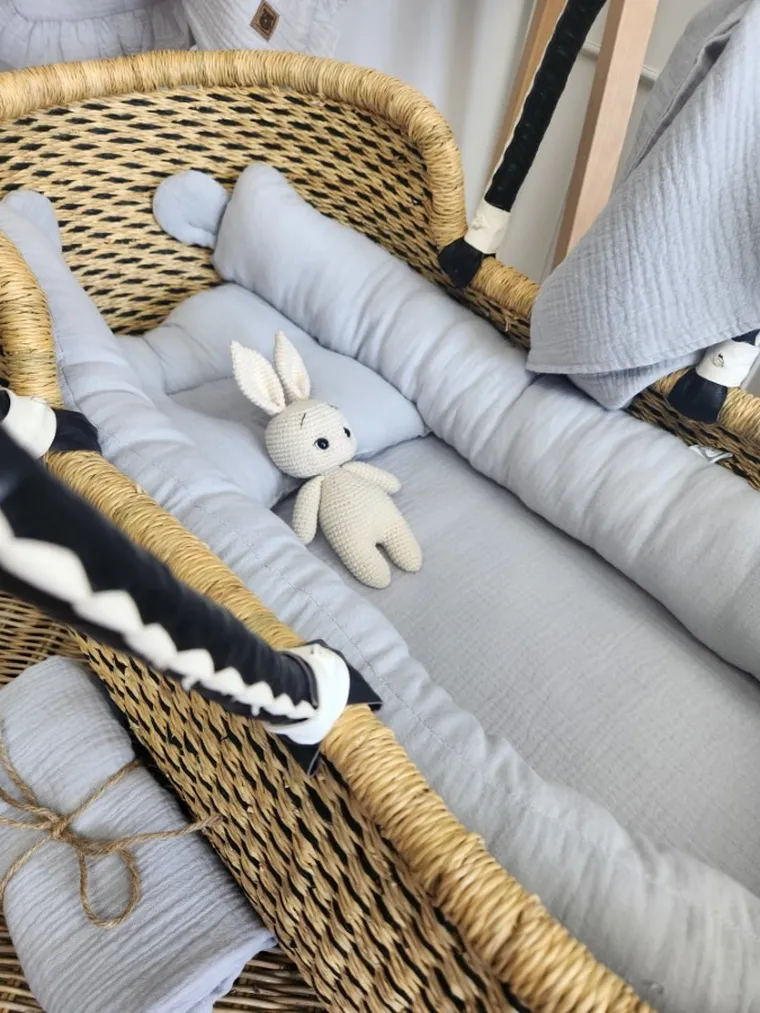 MimiNu, kokon, muślinowa poduszka ergonomiczna, szary