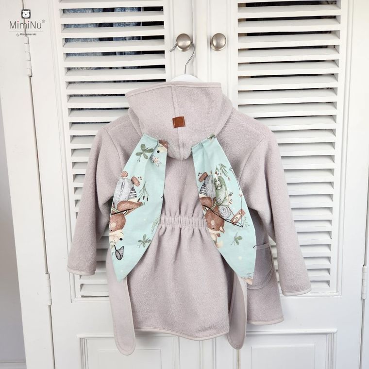 MimiNu, Let's Go, szlafroczek z uszami, termofrotte, natural, rozmiar 86