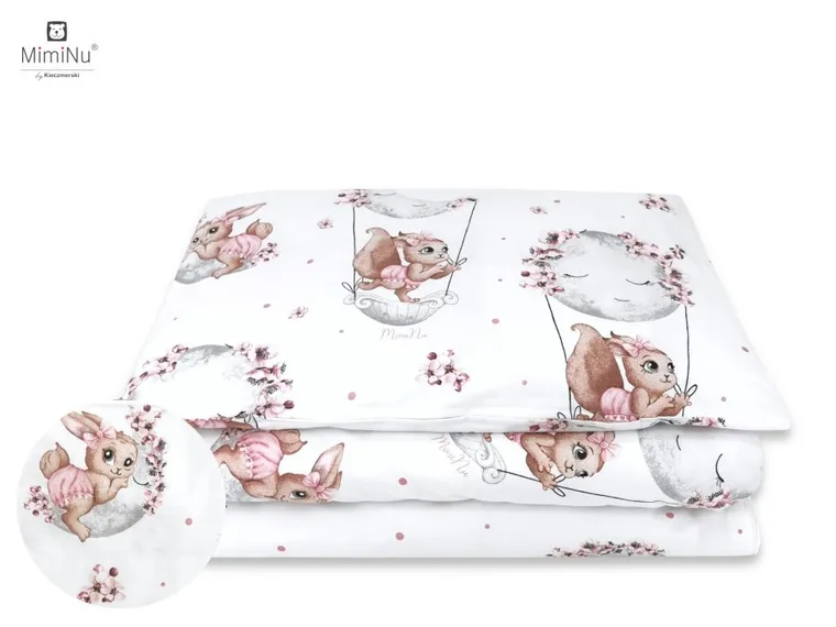 MimiNu, Lili, 2-częściowy komplet pościeli, pudrowy róż, 135-100 cm