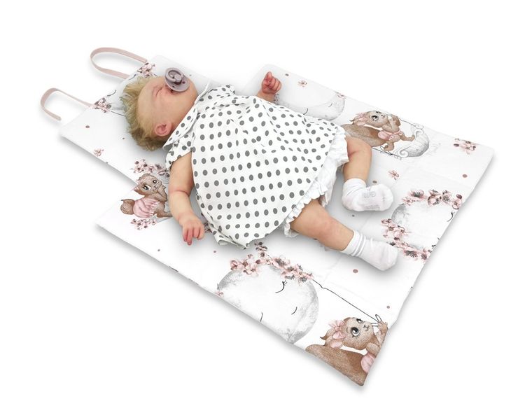 MimiNu, Lili, przewijak mobilny, bawełna, pudrowy róż, 70-50 cm