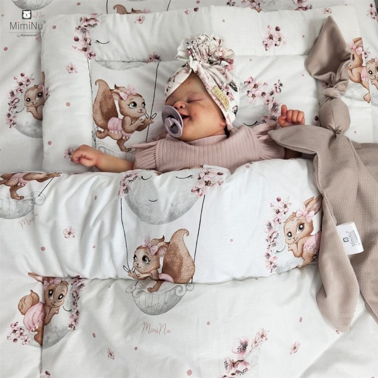 MimiNu, Lili pudrowy róż, rożek niemowlęcy, minky, 75-75 cm