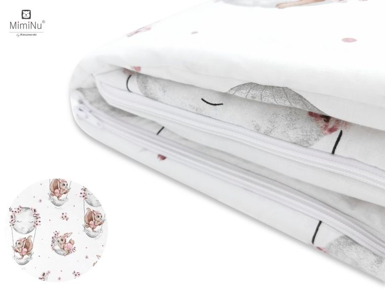 MimiNu, Lili, śpiworek od niemowlaka do przedszkolaka z woreczkiem + poduszka z poszewką na suwak, pudrowy róż