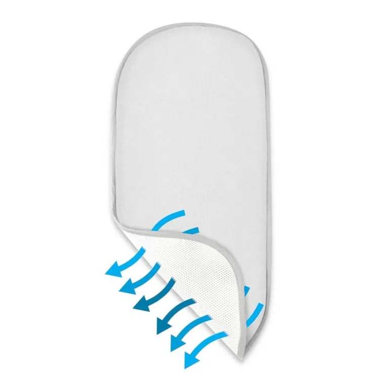 MimiNu, materacyk oddychający do gondoli, muślin, szary