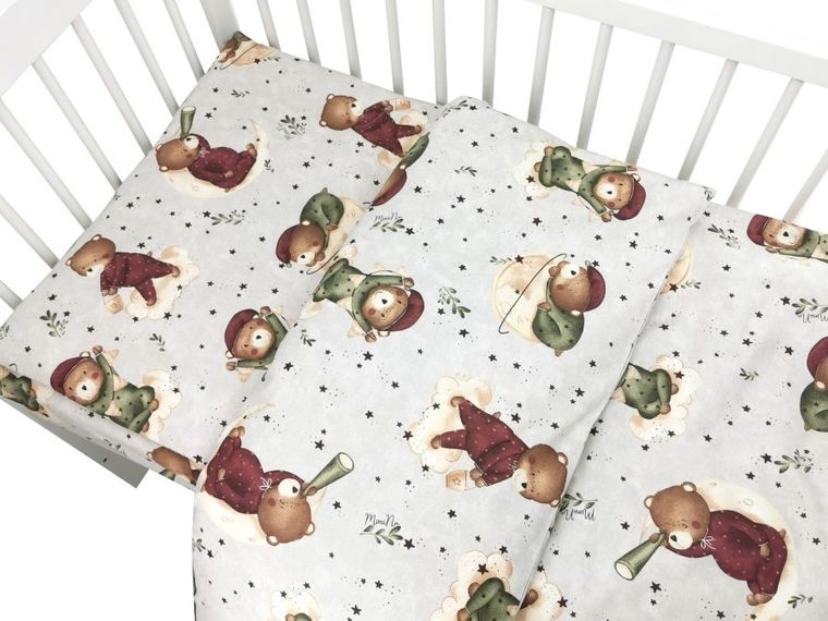 MimiNu, Miś na Księżycu, 2-częściowy komplet pościeli, 120-90 cm