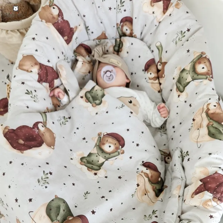 MimiNu, Miś na Księżycu, kocyk, jersey, beż, 75-100 cm