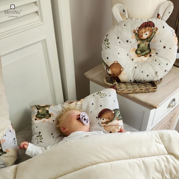 MimiNu, Miś na Księżycu, Miś, poduszka profilowana, minky, nugat