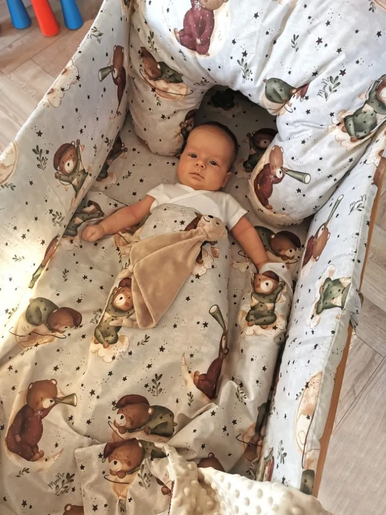 MimiNu, Miś na Księżycu, ochraniacz do łóżeczka, na troczki, 30-180 cm