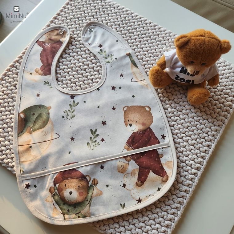 MimiNu, Miś na Księżycu, śliniak dla przedszkolaka z kieszonką, wodoodporny