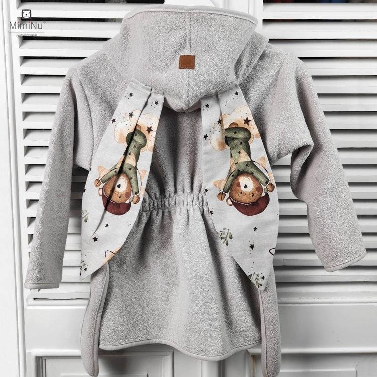 MimiNu, Miś na Księżycu, szlafroczek z uszami, termofrotte, beż, rozmiar 86