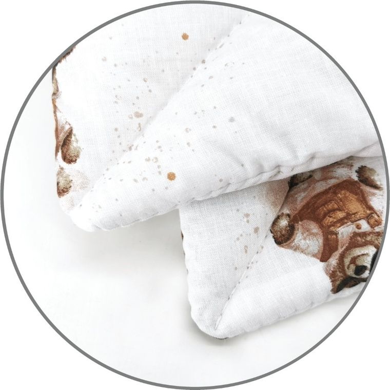 MimiNu, Misie, 2-częściowy komplet pościeli z wypełnieniem, beż, 120-90 cm