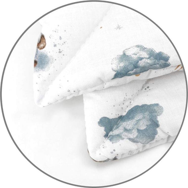 MimiNu, Misie, 2-częściowy komplet pościeli z wypełnieniem, błękit, 120-90 cm