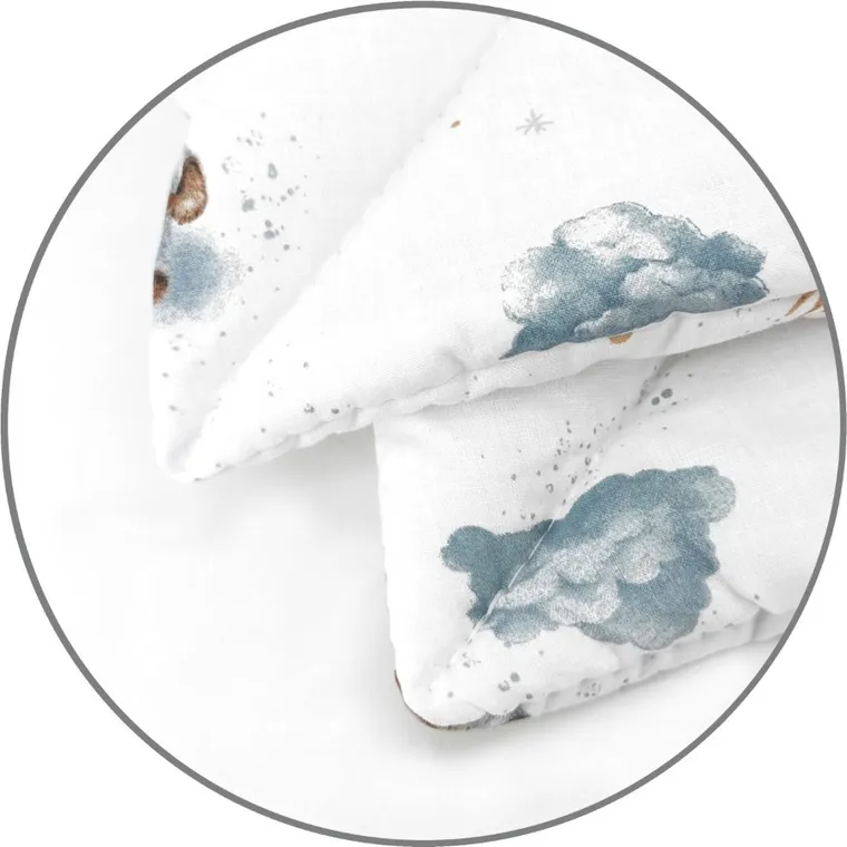 MimiNu, Misie, 2-częściowy komplet pościeli z wypełnieniem, błękit, 135-100 cm