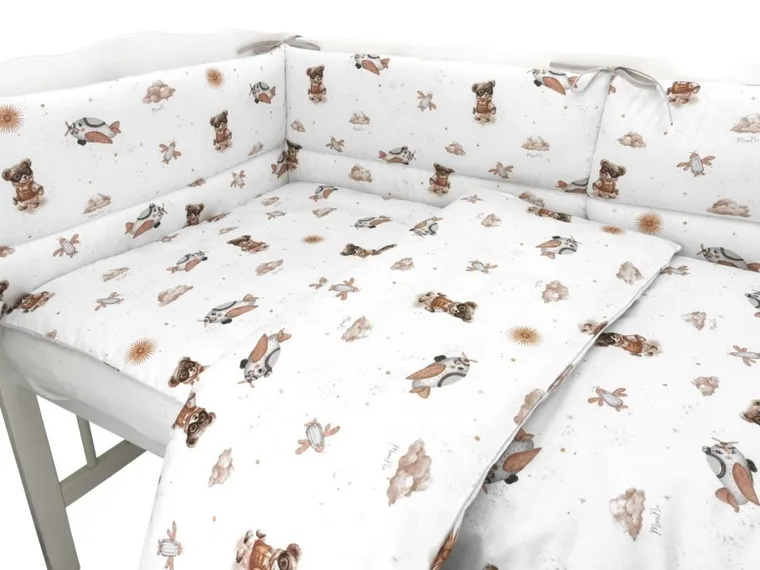 MimiNu, Misie, 3-częściowy komplet pościeli, beż, 120-90 cm