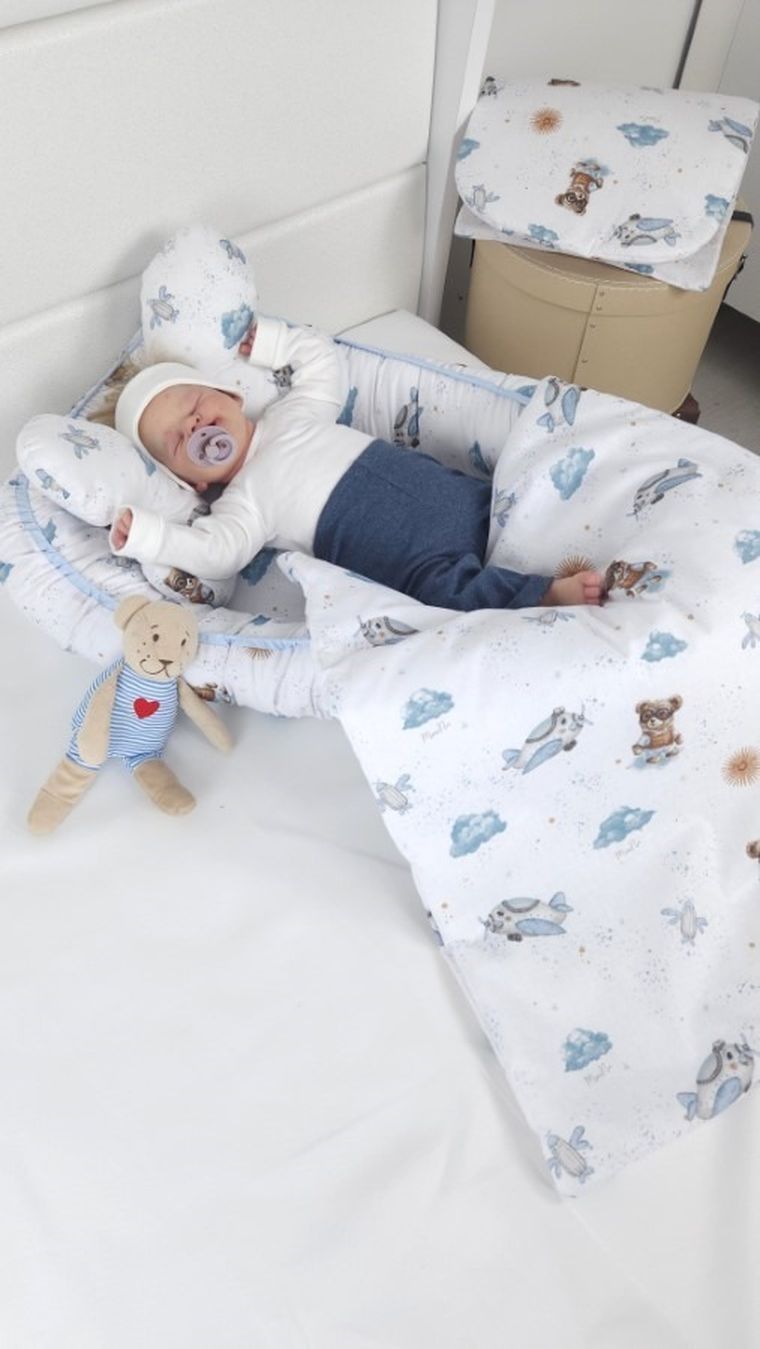 MimiNu, Misie, kokon, gniazdo niemowlęce, błękit, 55-75 cm