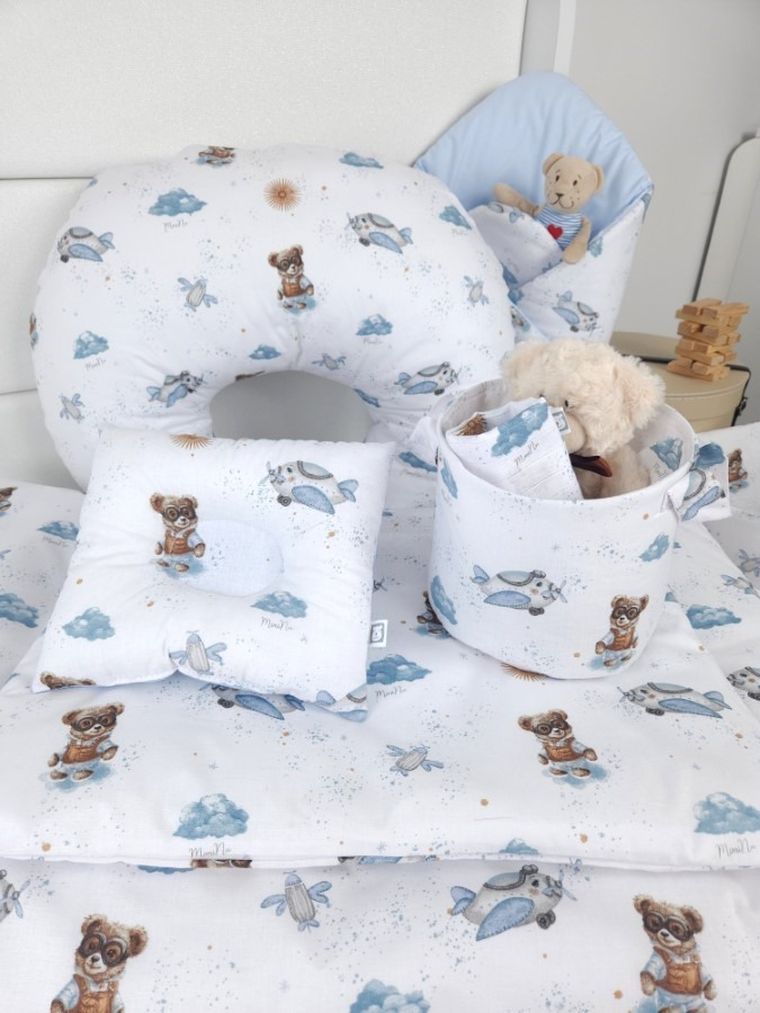 MimiNu, Misie, koszyk na zabawki z uszami, błękit