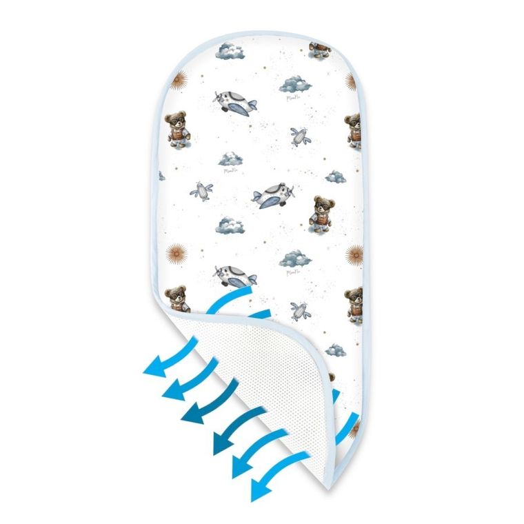 MimiNu, Misie, materac do gondoli z siateczki 3D, błękit