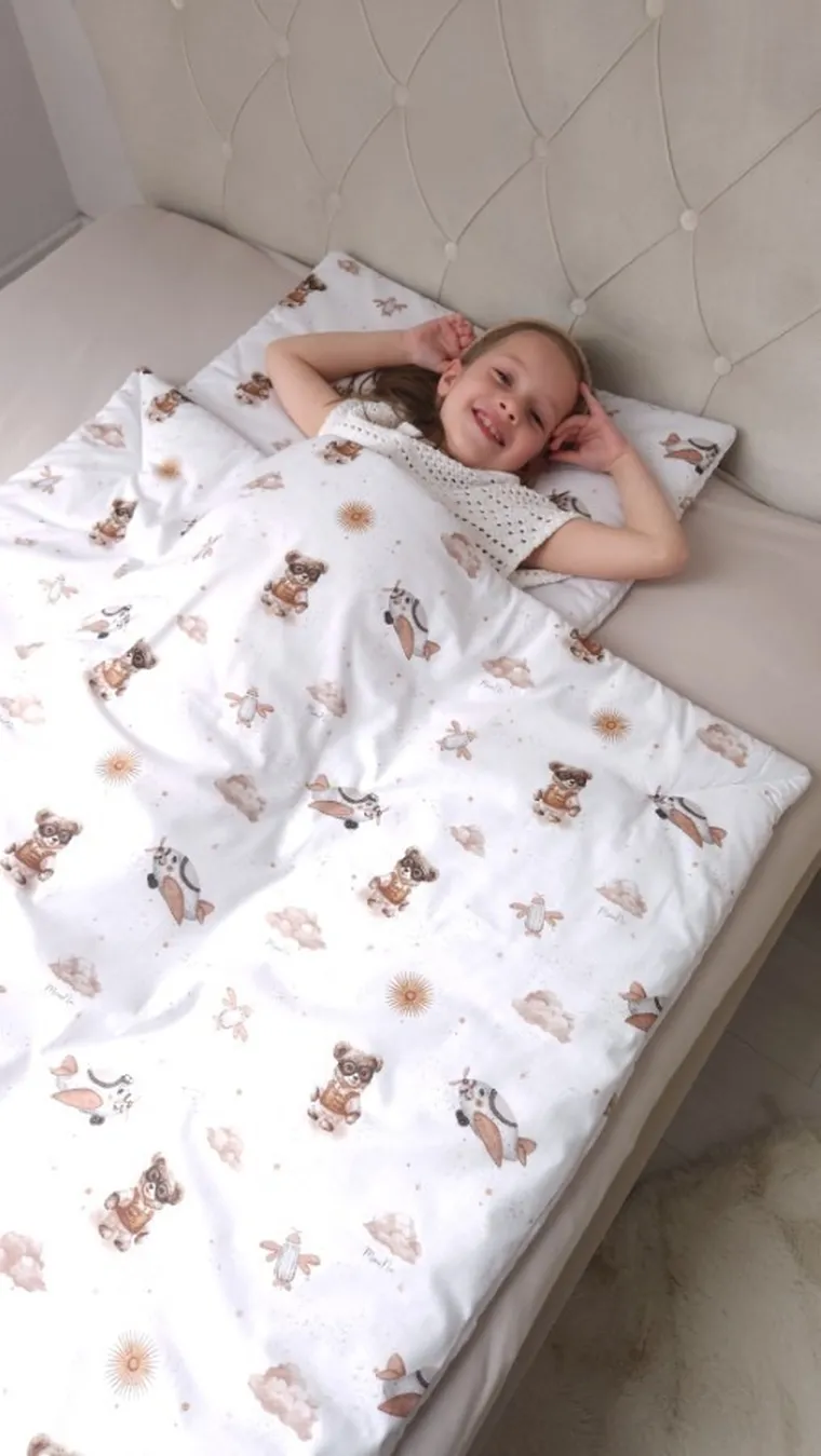 MimiNu, Misie, poduszka bawełniana, beż, 60-40 cm