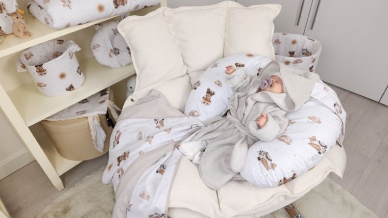 MimiNu, Misie, poduszka do spania i karmienia, beż