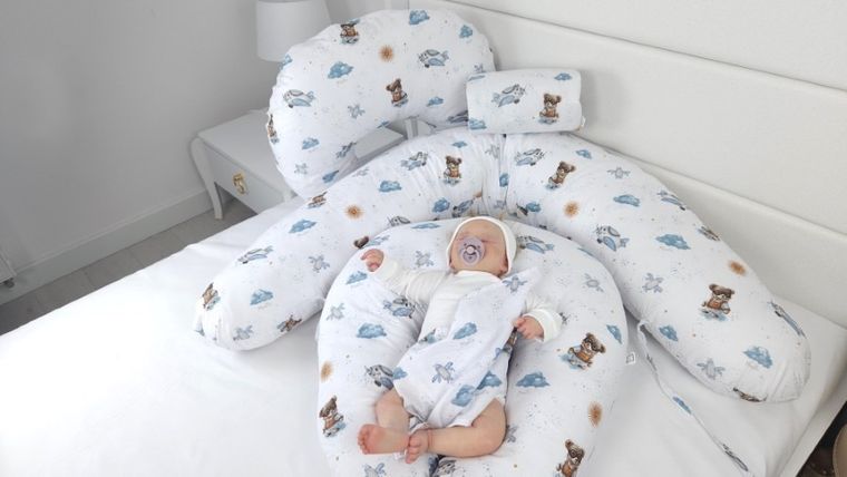 MimiNu, Misie, poduszka do spania i karmienia, błękit