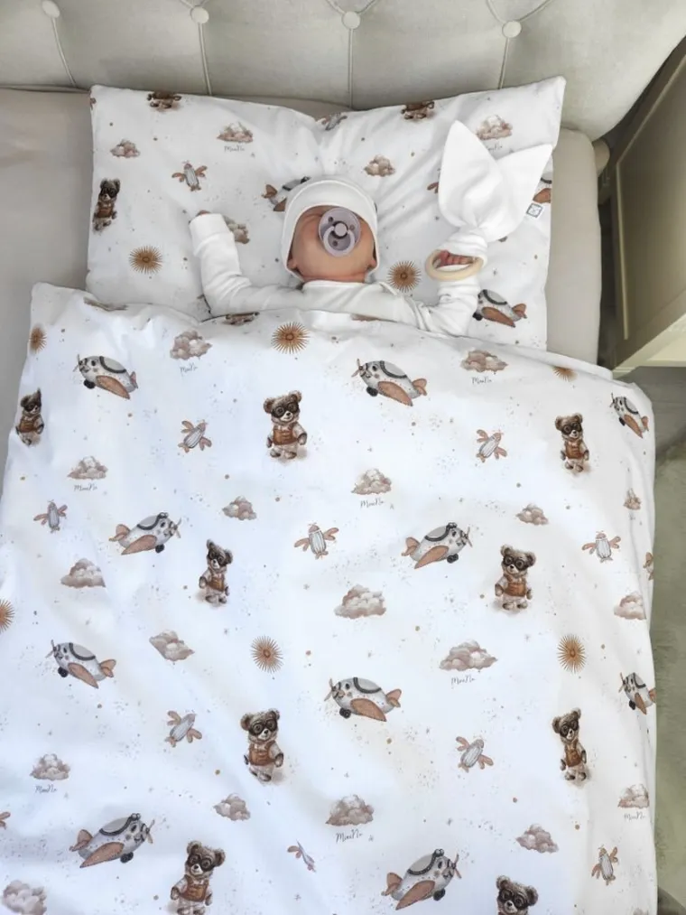 MimiNu, Misie, poduszka z poszewką, beż, 40-60 cm