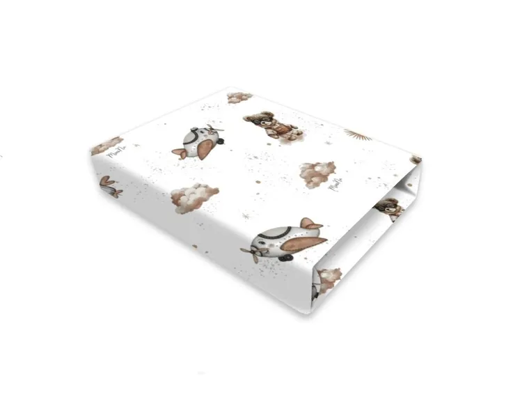 MimiNu, Misie, prześcieradło do gondoli/kosza Mojżesza, beż, 35-80 cm