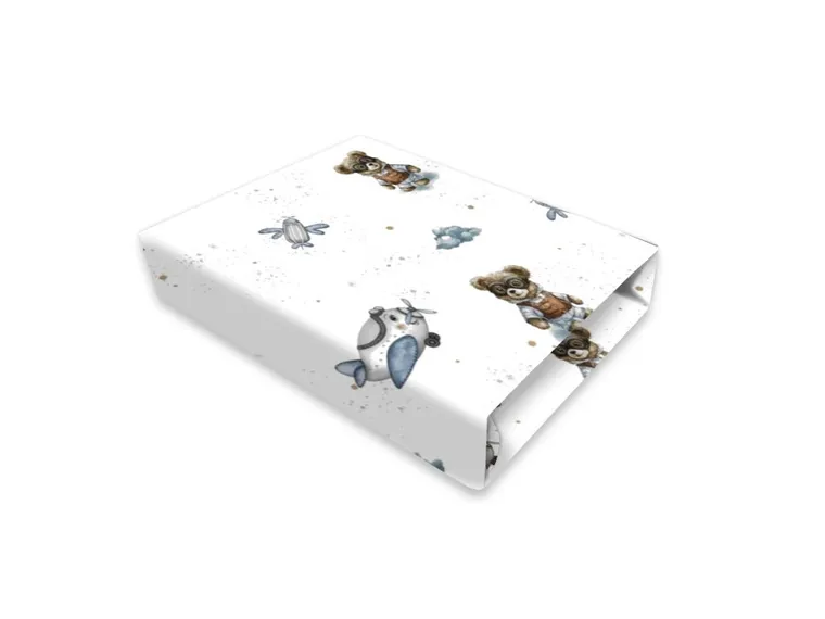 MimiNu, Misie, prześcieradło do gondoli/kosza Mojżesza, błękit, 35-80 cm