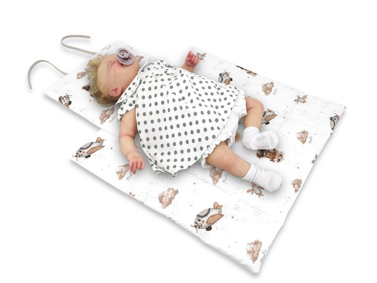 MimiNu, Misie, przewijak mobilny, bawełna, beż, 70-50 cm