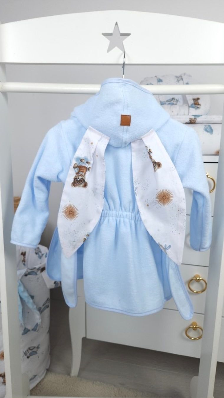 MimiNu, Misie, szlafrok termofrotte, błękit, rozmiar 86