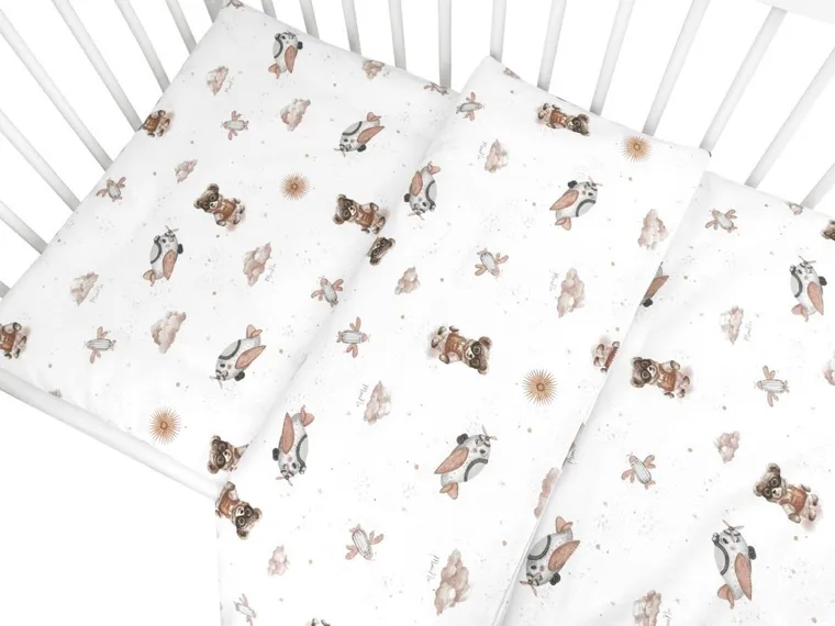 MimiNu, Misie, Trio, 3-częściowy komplet pościeli, beż, 135-100 cm