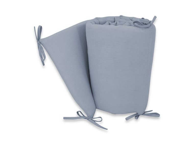 MimiNu, ochraniacz do łóżeczka, muślin, jeans, 180-30 cm