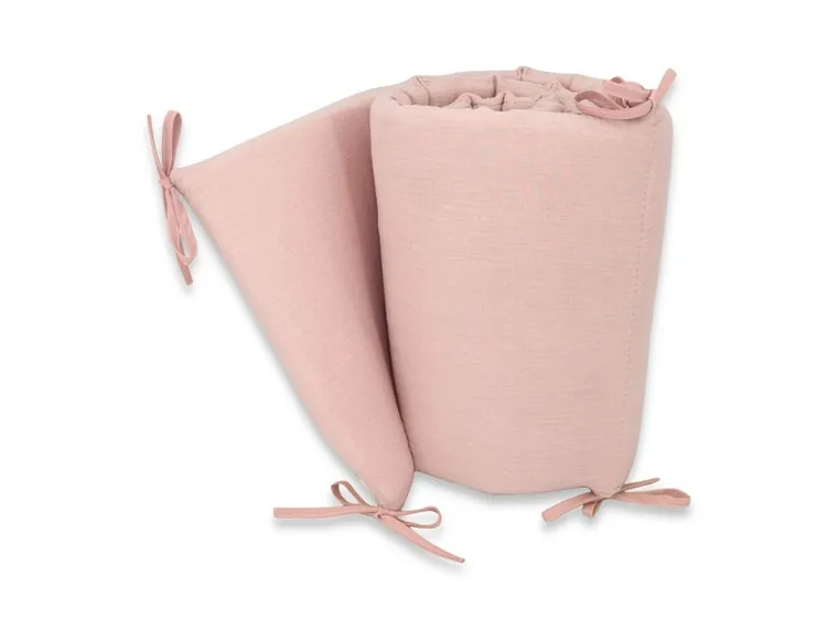 MimiNu, ochraniacz do łóżeczka, muślin, pudrowy róż, 180-30 cm