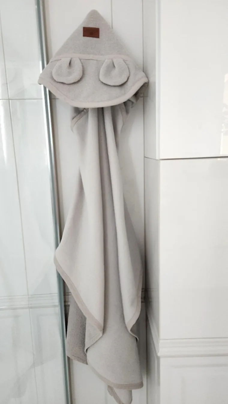 MimiNu, okrycie kąpielowe z kapturkiem, termofrotte, zimna mięta, 85-120 cm