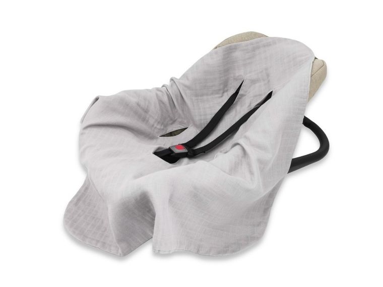 MimiNu, otulacz muślinowy do fotelika, szary, 80-80 cm
