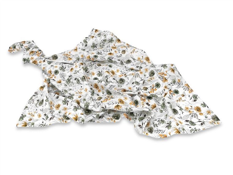 MimiNu, pielucha muślinowa, otulacz, botanica, 120-120 cm