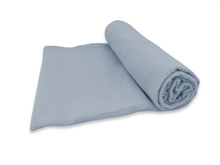 MimiNu, pielucha muślinowa, otulacz, jeans, 120-120 cm