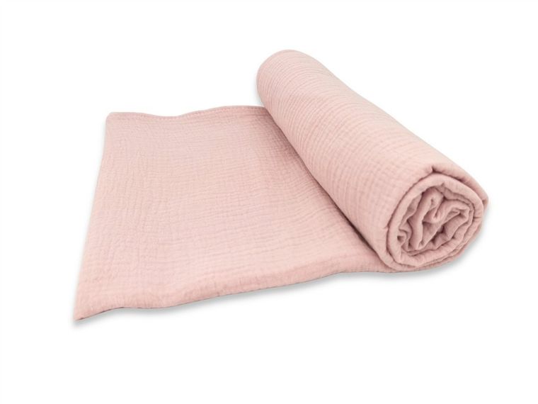 MimiNu, pielucha muślinowa, otulacz, pudrowy róż, 120-120 cm