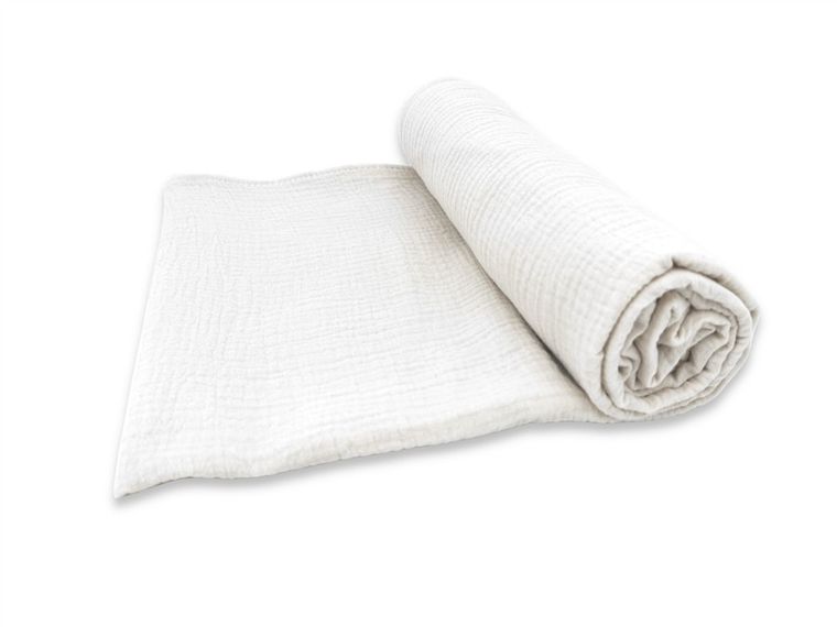 MimiNu, pielucha muślinowa, otulacz, śmietanka, 120-120 cm