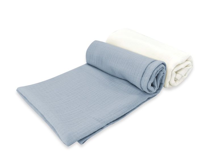 MimiNu, pieluszka muślinowa, jeans + śmietanka, 75-75 cm, 2 szt.