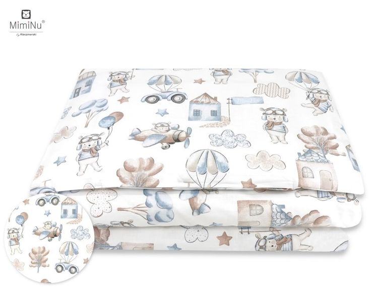 MimiNu, Piloci, 2-częściowy komplet pościeli, błękitny, 90-120 cm
