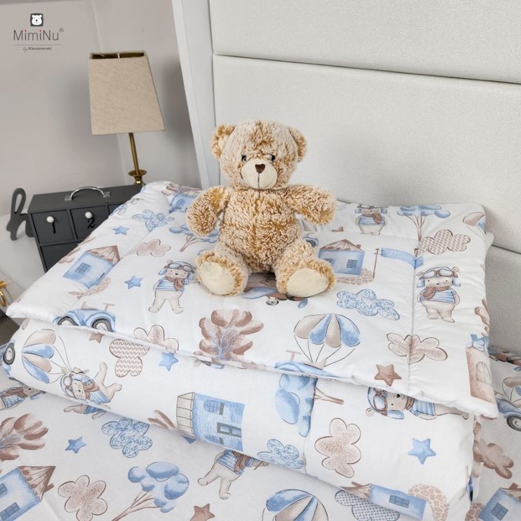 MimiNu, Piloci, 2-częściowy komplet pościeli drukowanej z wypełnieniem, błękitna, 100-135 cm