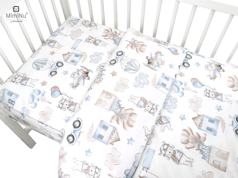 MimiNu, Piloci, 3-częściowy komplet pościeli, błękit, 100-135 cm