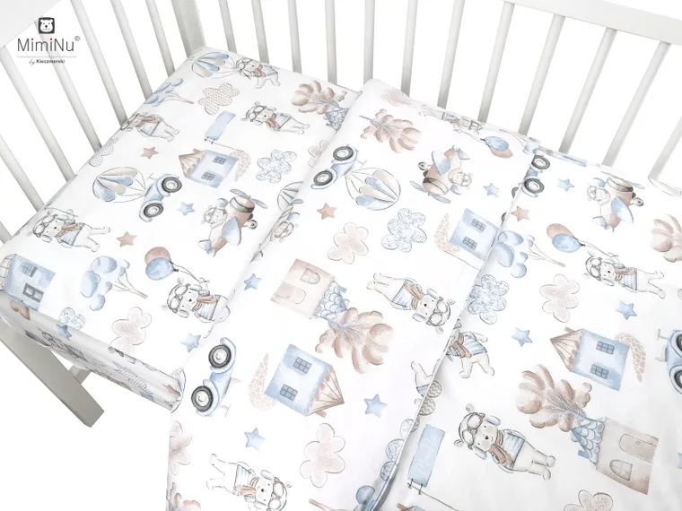 MimiNu, Piloci, 3-częściowy komplet pościeli, błękit, 120-90 cm